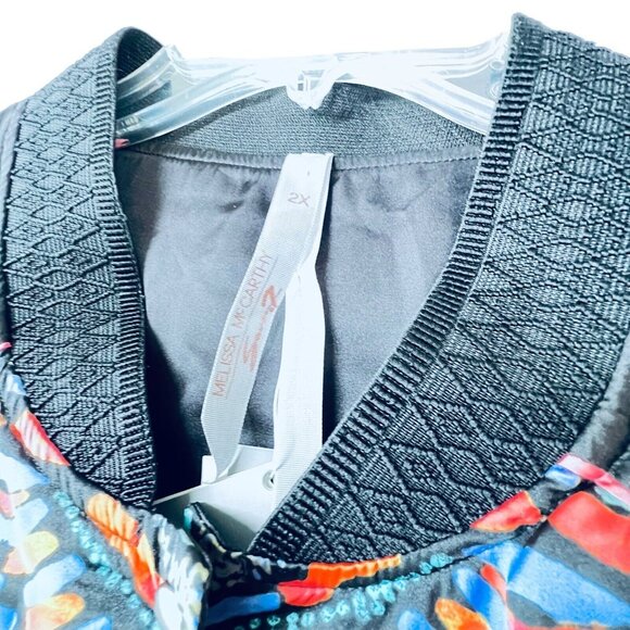Melissa McCarthy Seven7 Reversible Colorful Abstract Bomber Jacket Sz 2X NWT - Picture 8 of 16